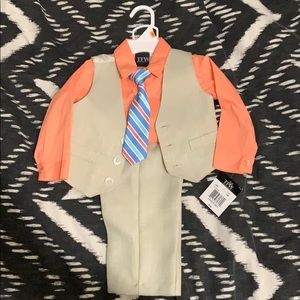 TFW dressy button up shirt, pants, vest and tie.